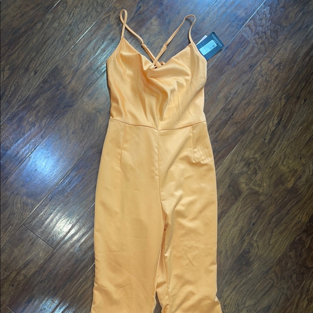 PrettyLittleThing Orange Spaghetti Strap Jumpsuit - Picture 2 of 6